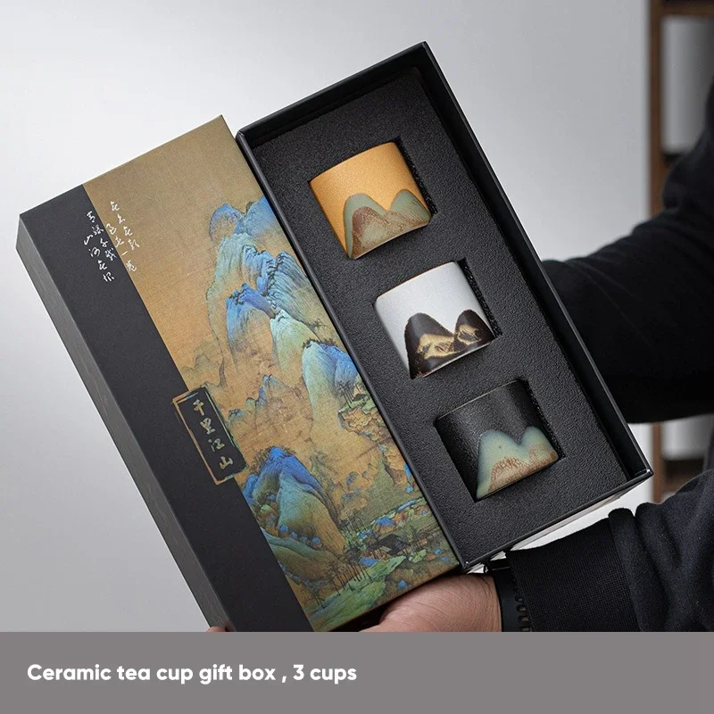 Japanese Pottery - Caixa de presente, xícara de chá